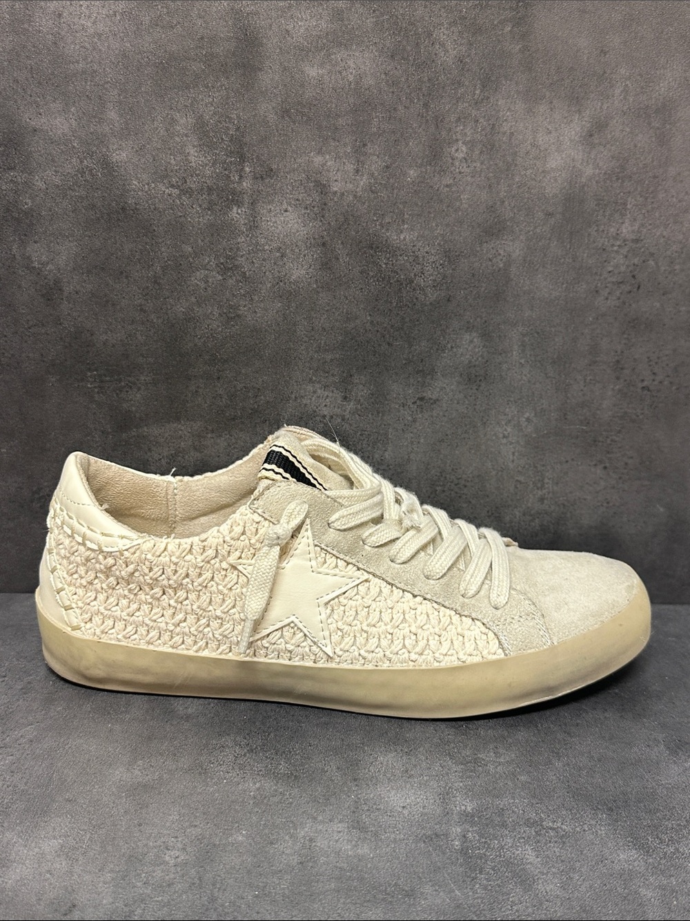 ShuShop Paula Woven Star Casual Lace-Up Sneakers Color Bone/Cream Women’s Size 8 - Picture 3 of 10